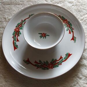 🌺 Like New Tienshan Festive Holiday Serving Chip & Dip Set
